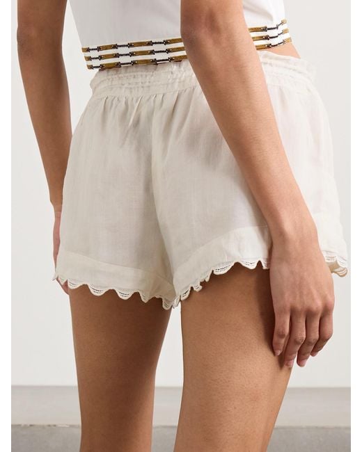 Isabel Marant Natural Lola Embroidered Ramie Shorts