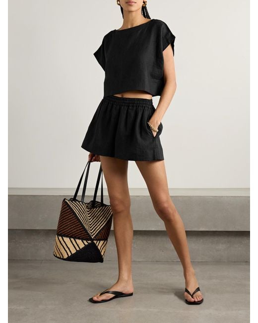 Suzie Kondi Black Shkip Linen Shorts