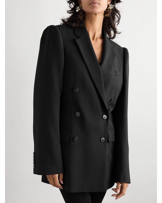 Dries Van Noten Black Double-Breasted Wool And Mohair-Blend Twill Blazer