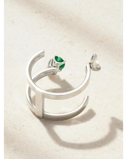 Repossi Natural Serti Sur Vide 18-Karat, Diamond And Emerald Ring