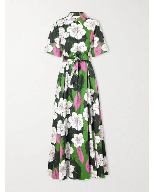 Borgo De Nor Green Floral-Print Cotton Maxi Dress