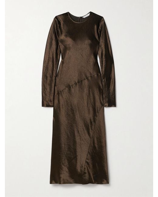 Max Mara Natural Elogio Paneled Crinkled-Satin Midi Dress