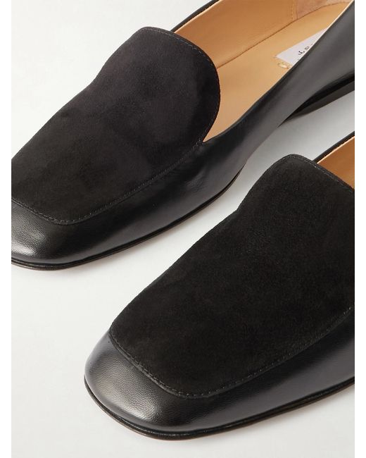 Gabriela Hearst Black Aveda Suede-Trimmed Leather Loafers