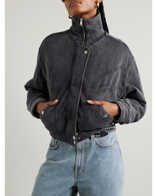 Isabel Marant Black Parveti Washed-Effect Bomber Jacket