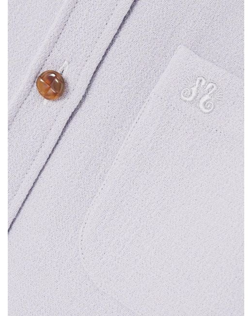 Blazé Milano Blue Anabas Embroidered Wool-Crepe Shirt