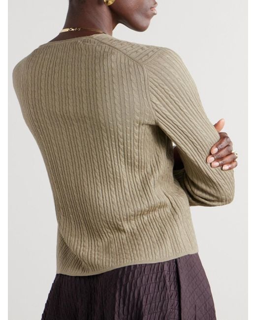 Loro Piana Natural Rimella Cable-Knit Cashmere And Silk-Blend Cardigan