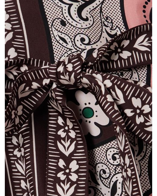 LaDoubleJ Pink Magnifico Minikleid Aus Seiden-Twill Mit Blumenprint Und Bindegürtel