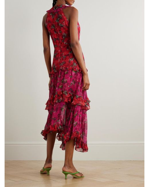 Saloni Jolie Tiered Floral-Print Chiffon And Crepon Maxi Dress