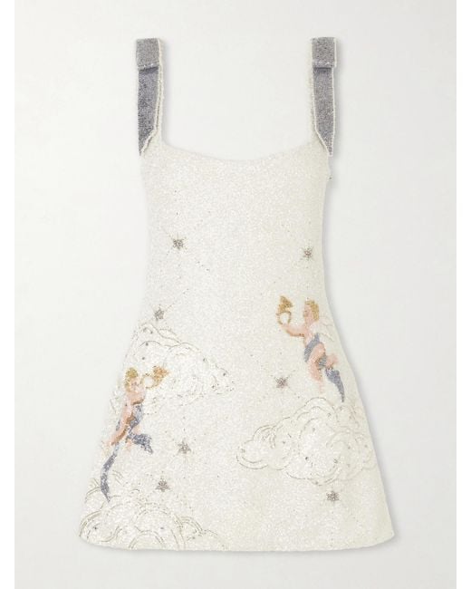 Clio Peppiatt White Cupid Embellished Tulle Mini Dress