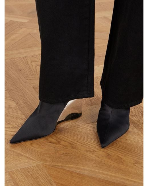 Alaïa Black 90 Satin Wedge Mules