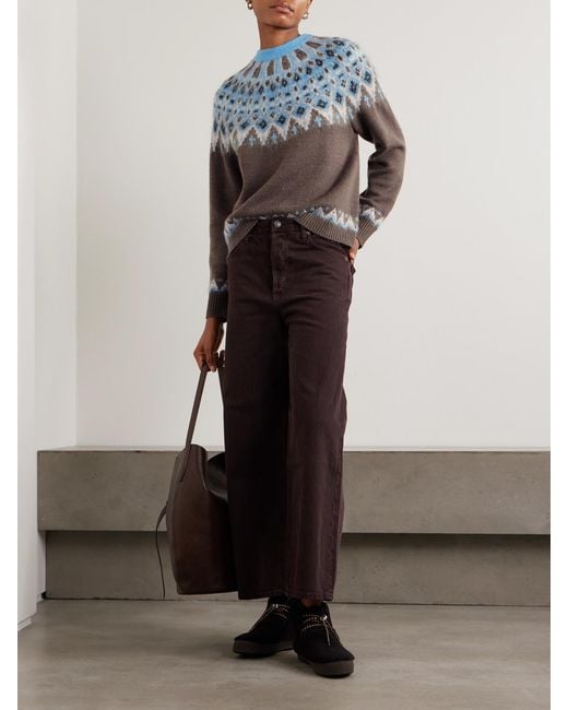 Staud Gray Zane Fair Isle Wool-Blend Sweater