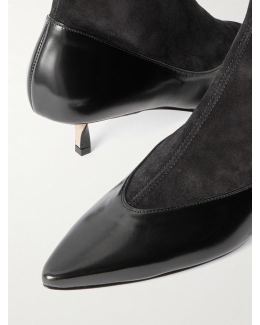 Jacquemus Black The Tourni Ankle Boots Aus Veloursleder Und Glanzleder