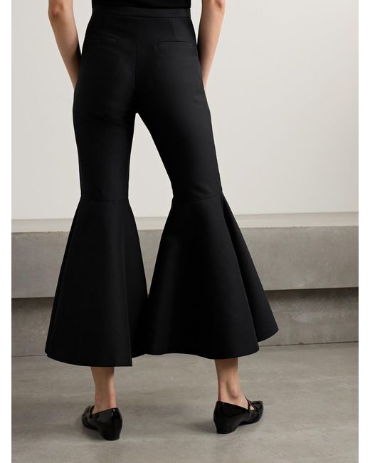 Salon 1884 Black Catullo Cropped Cotton And Silk-Blend Flared Pants