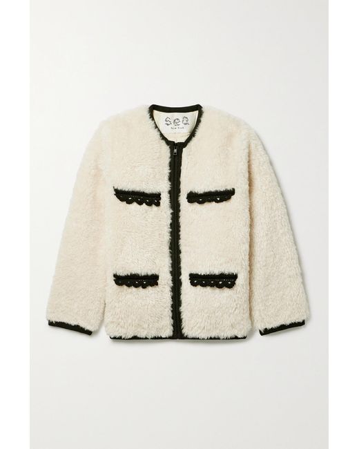 Sea Natural Harper Crocheted Wool-trimmed Faux Fur Jacket