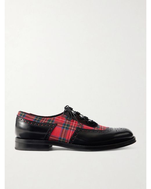 Church's Black Checked Twill And Leather Brogues