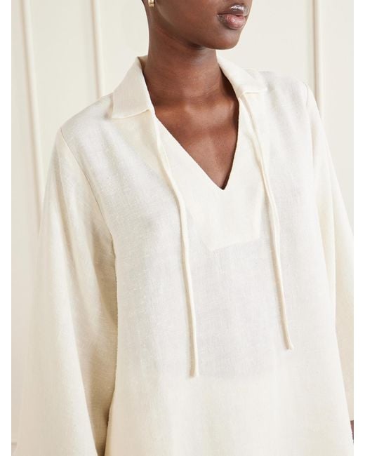 Lisa Marie Fernandez White Tie-Detailed Woven Tunic