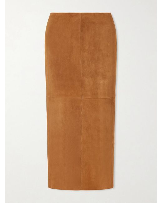Stouls Brown Winona Paneled Suede Midi Skirt
