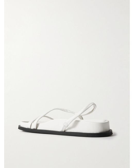 St. Agni White Twist Leather Slingback Sandals