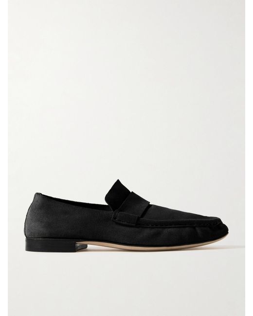The Row Black Suede Loafers