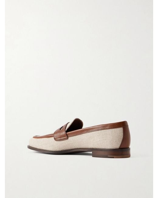 Church's Natural Heswall 2 Leather-Trimmed Canvas Penny Loafers