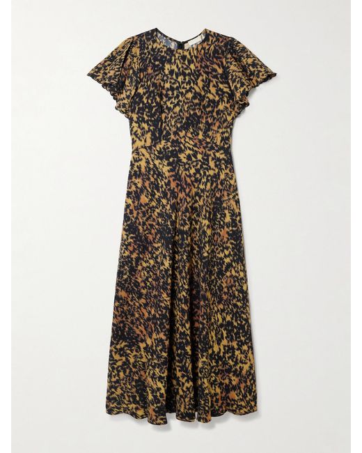 Ulla Johnson Multicolor Blithe Flutter Ruffled Printed Crepe Midi Dress