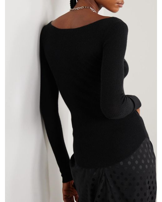 Isabel Marant Black Izzie Pullover Aus Einer Gerippten Kaschmir-Seidenmischung
