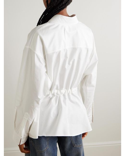 Balenciaga Natural Hourglass Gathered Cotton-Poplin Shirt