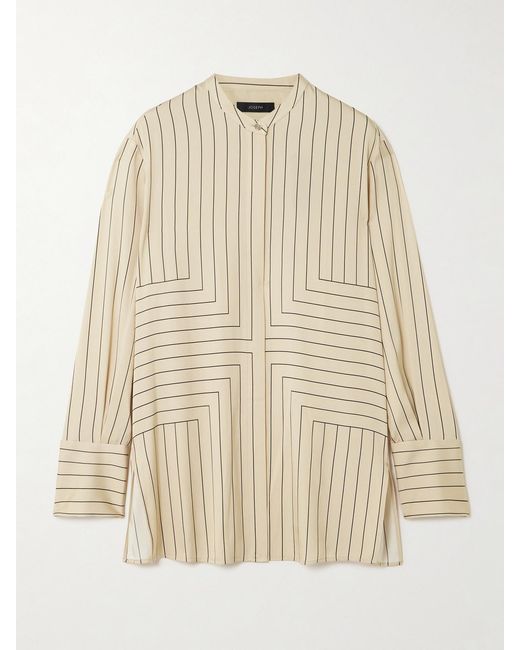 Joseph Natural Athena Striped Silk-Blend Satin Shirt