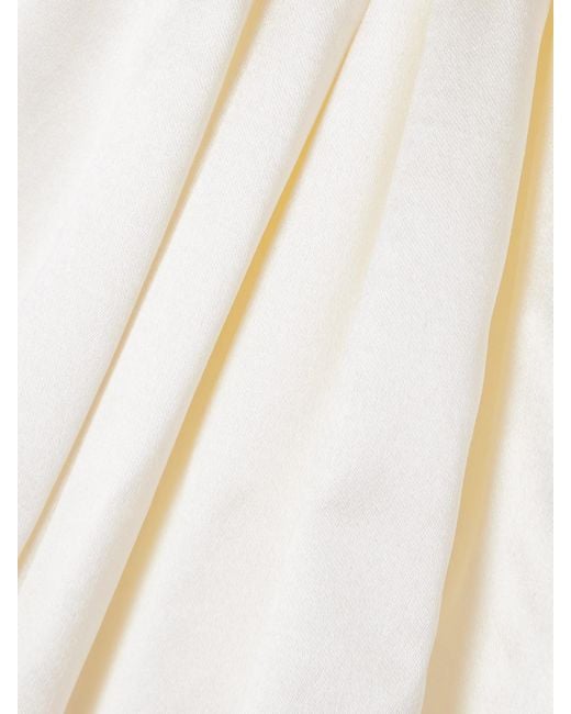 Danielle Frankel White Birdie Gathered Silk And Wool-Blend Satin Bustier Mini Dress