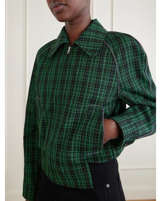 Marni Green Cropped Checked Wool And Cotton-Blend Twill Jacket