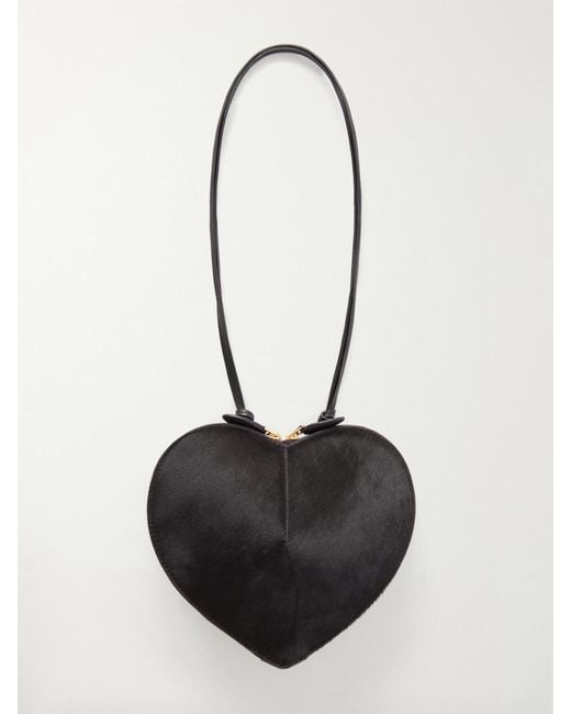 Alaïa White Le Coeur Leather-Trimmed Calf Hair Shoulder Bag