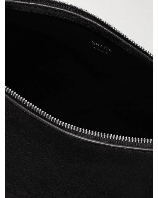 Khaite Black Lina Medium Suede Shoulder Bag