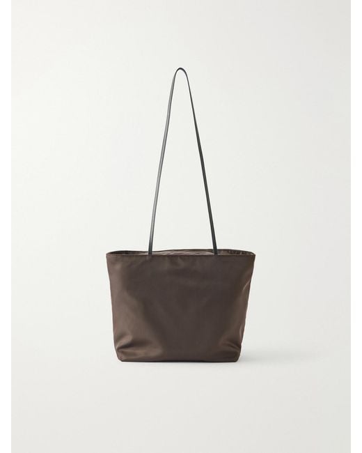 Valesque White Spaghetti Leather-Trimmed Satin Shoulder Bag