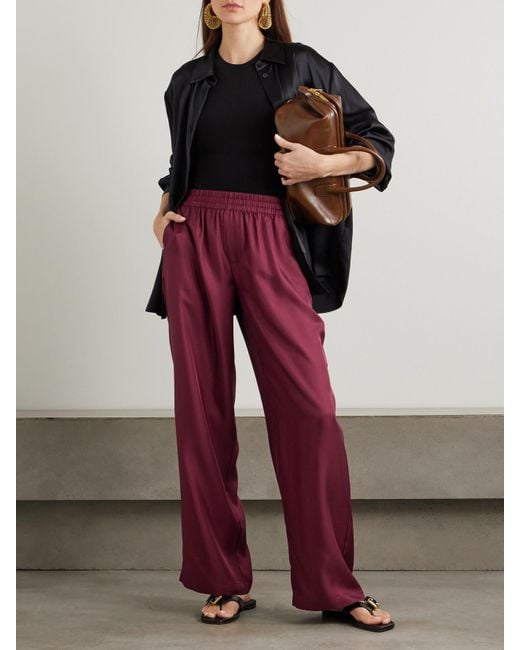 Lisa Yang Purple Jogginghose Mit Weitem Bein Aus Seiden-Twill