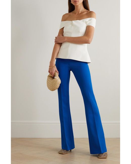 Safiyaa Blue Alexa Stretch-Crepe Flared Pants