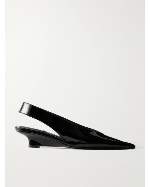 Totême Black The Wedge Patent-Leather Slingback Pumps
