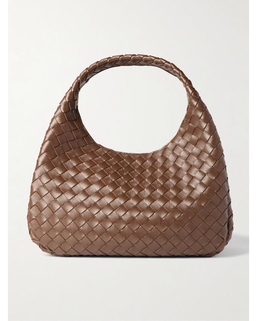 Bottega Veneta Brown Campana Intrecciato Leather Shoulder Bag