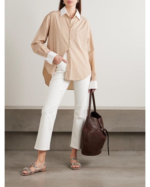 Jamie Haller Natural The Tipped Weekend Striped Supima Cotton-Poplin Shirt