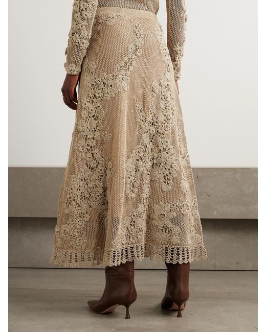Jupe Longue En Mailles Crochetées Métallisées Aria Ulla Johnson en coloris Natural