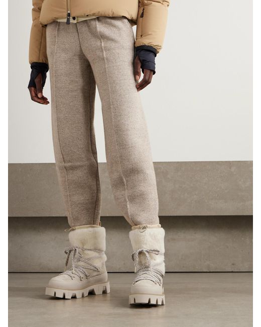 Moncler Natural Peak Apres Shearling-Trimmed Suede Ankle Boots