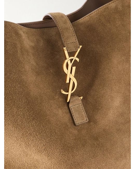 Saint Laurent Brown Le 5 À 7 Supple Große Schultertasche Aus Veloursleder