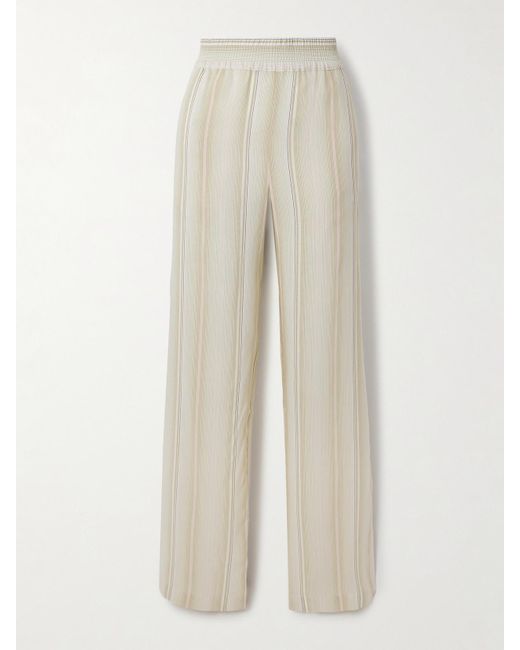 Victoria Beckham Natural Hose Mit Weitem Bein Aus Gestreiftem Webstoff
