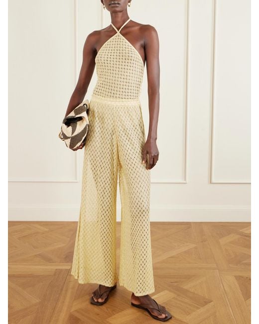 Missoni Natural Mare Metallic Crochet-Knit Wide-Leg Pants