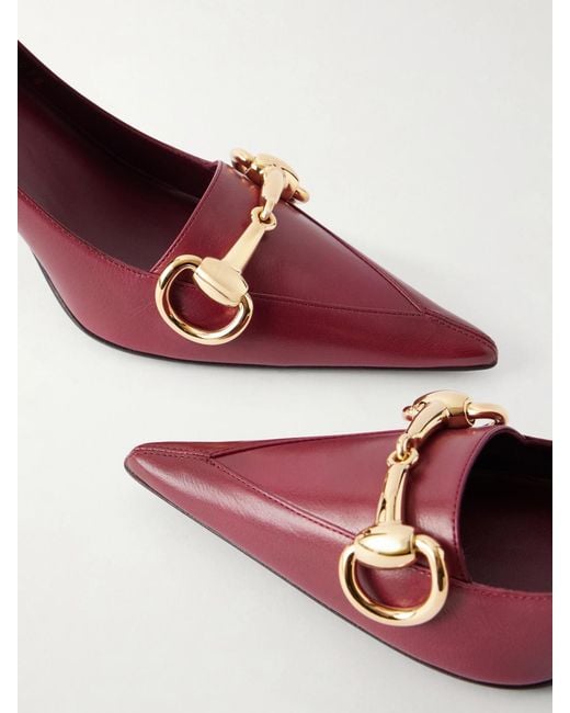Gucci Pink Boulevard Horsebit-Embellished Leather Pumps