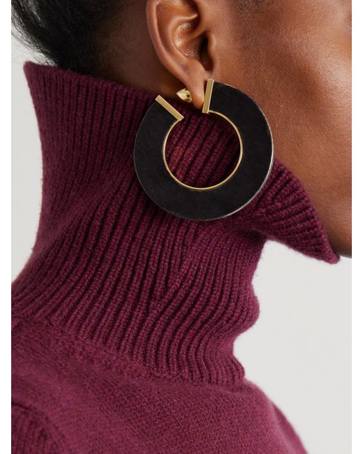 Alaïa Black Tone Calf Hair Hoop Earrings