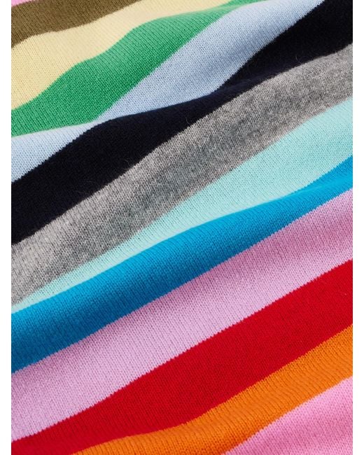 Allude Green Striped Cashmere Scarf