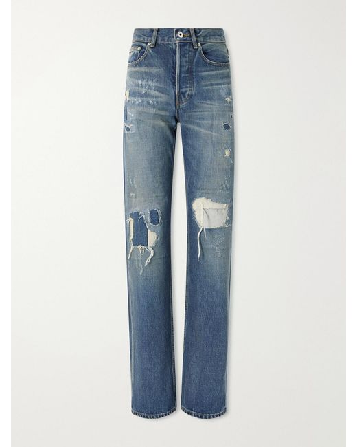 J.W. Anderson Blue Distressed Mid-Rise Straight-Leg Jeans