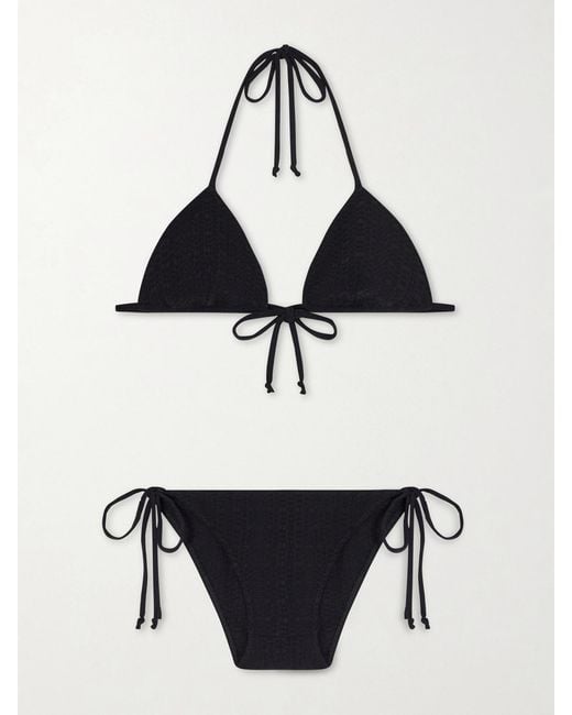 Lisa Marie Fernandez Black Seerscuker Triangle Bikini
