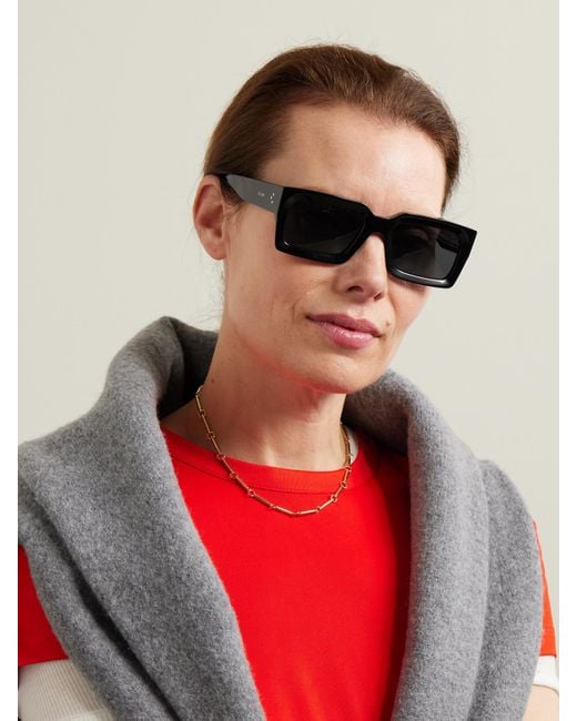 Céline Black Bold Square-Frame Acetate Sunglasses
