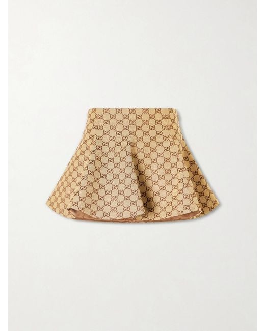 Gucci Natural Logo-Jacquard Cotton-Blend Mini Skirt